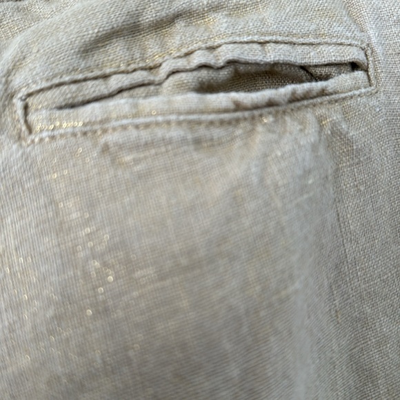 120% Lino Linen Pants. Pale Metallic Gold Sheen. Size 44/M - Picture 8 of 14